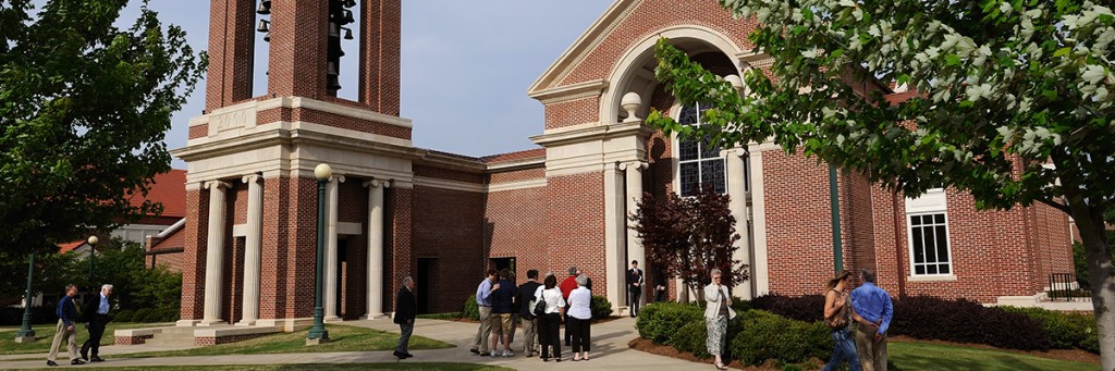 People entering the chapel